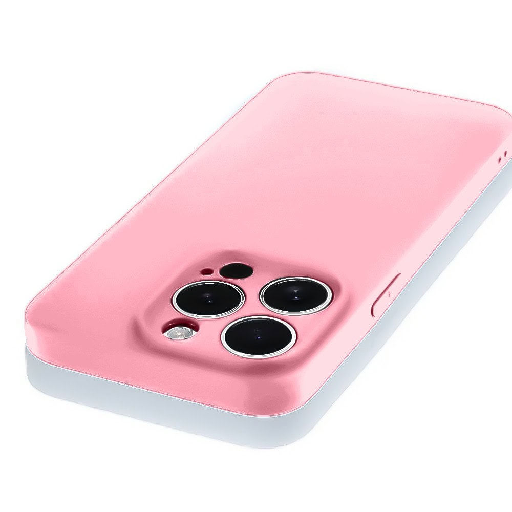 Etui do iPhone 15 Pro Max silikonowe z mikrofibrą soft touch z osłoną na aparat, jasny róż