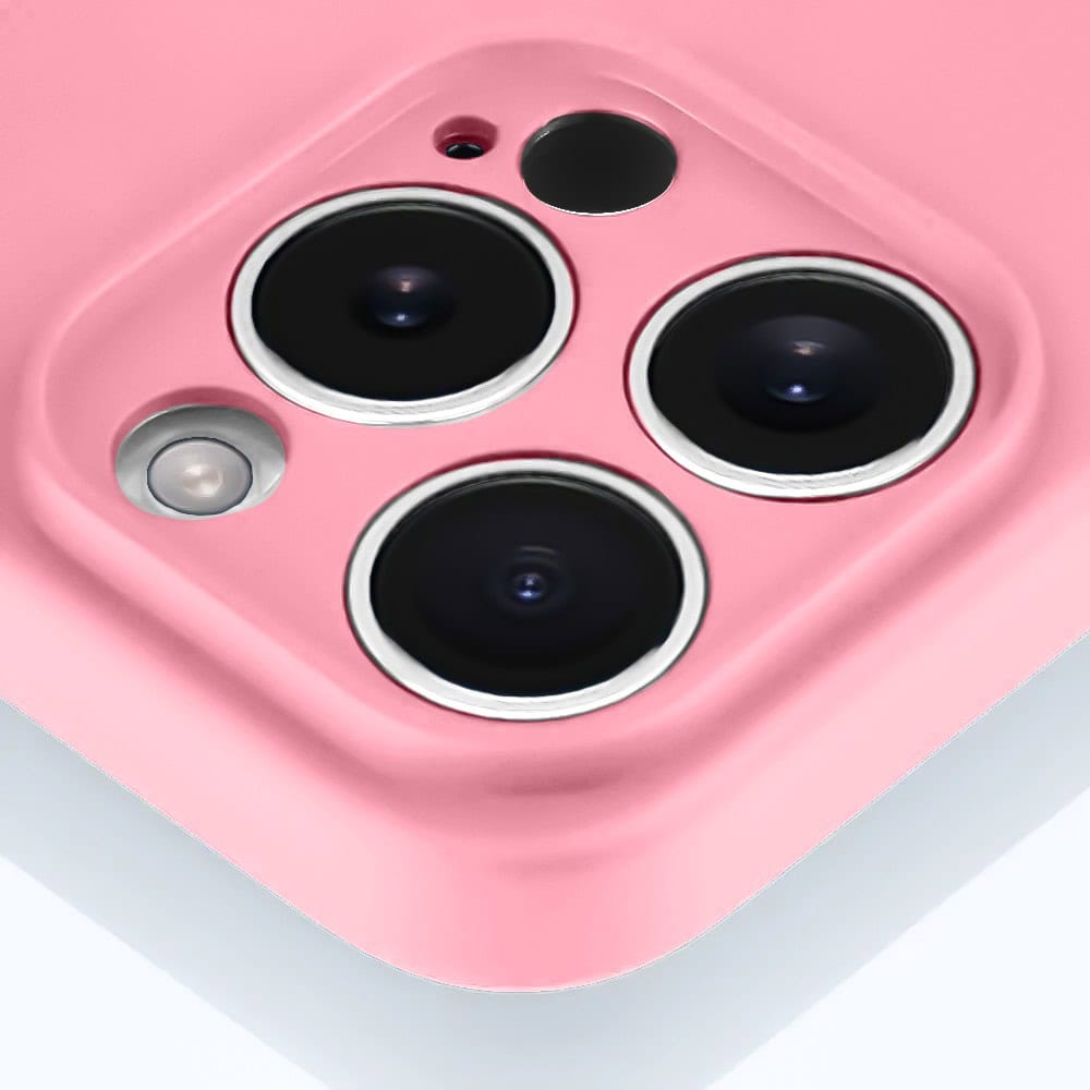 Etui do iPhone 15 Pro Max silikonowe z mikrofibrą soft touch z osłoną na aparat, jasny róż