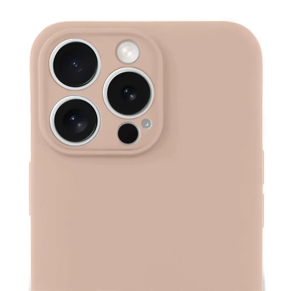 Etui do iPhone 15 Pro silikonowe z mikrofibrą soft touch z osłoną na aparat, kawowe