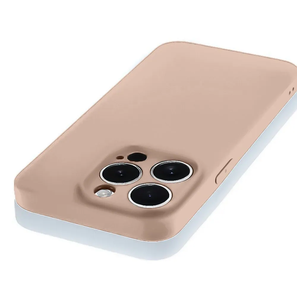 Etui do iPhone 15 Pro silikonowe z mikrofibrą soft touch z osłoną na aparat, kawowe