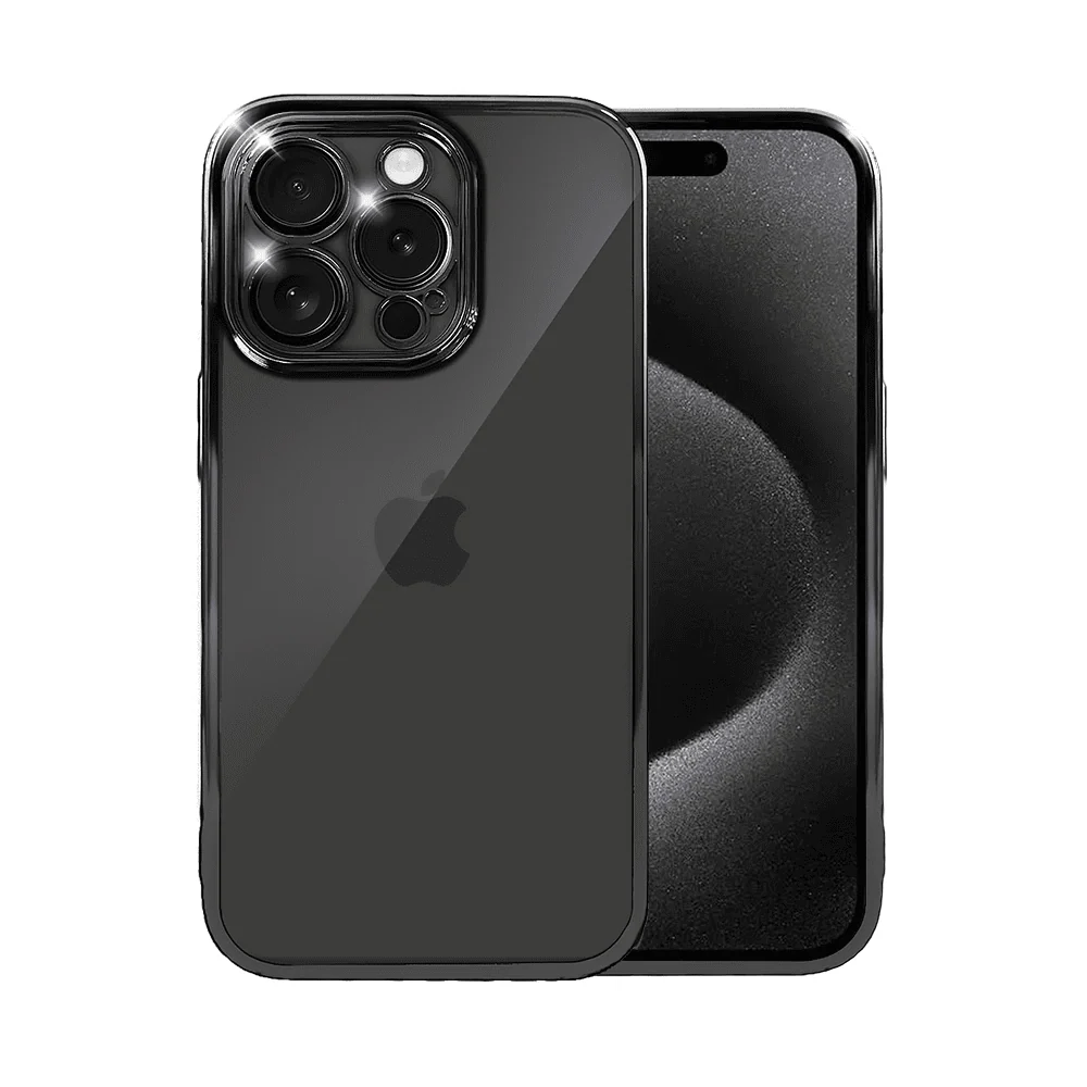 Etui do iPhone 15 Pro slim black z osłoną kamery, czarne grafitowe