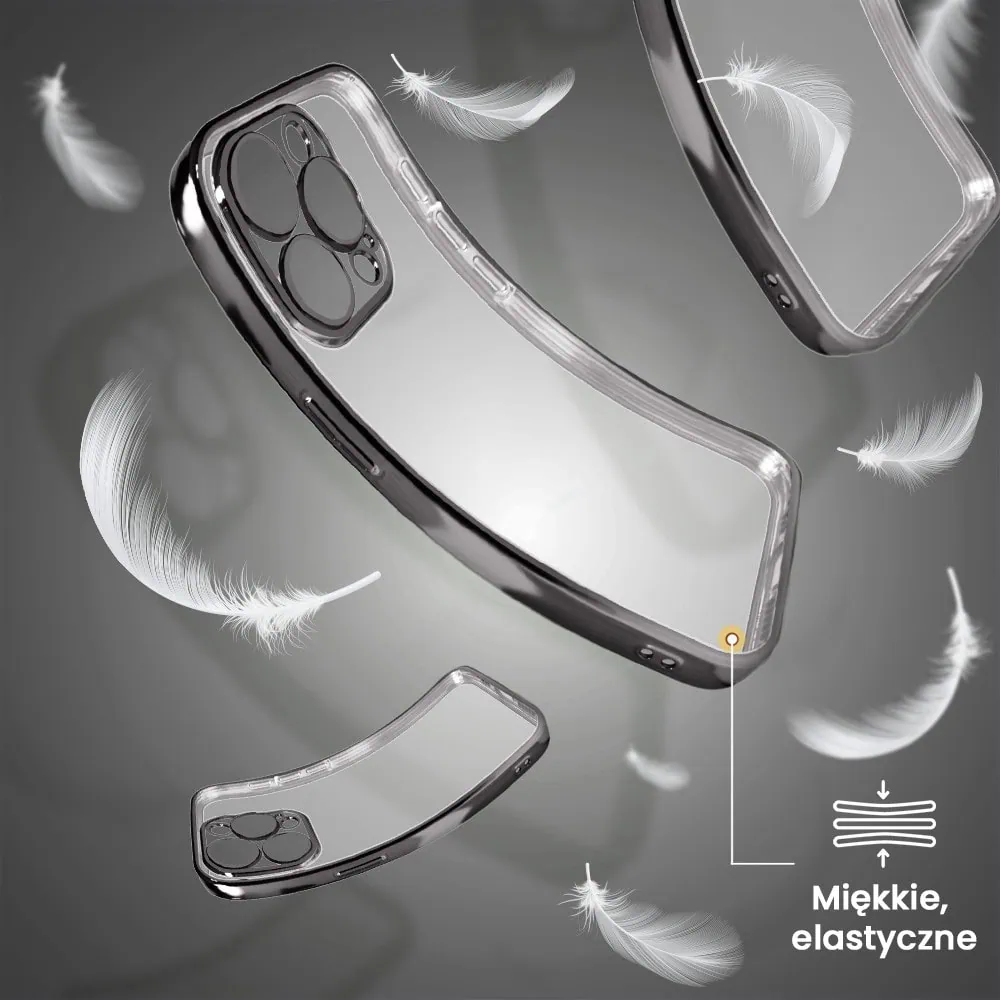 Etui do iPhone 15 Pro slim black z osłoną kamery, czarne grafitowe