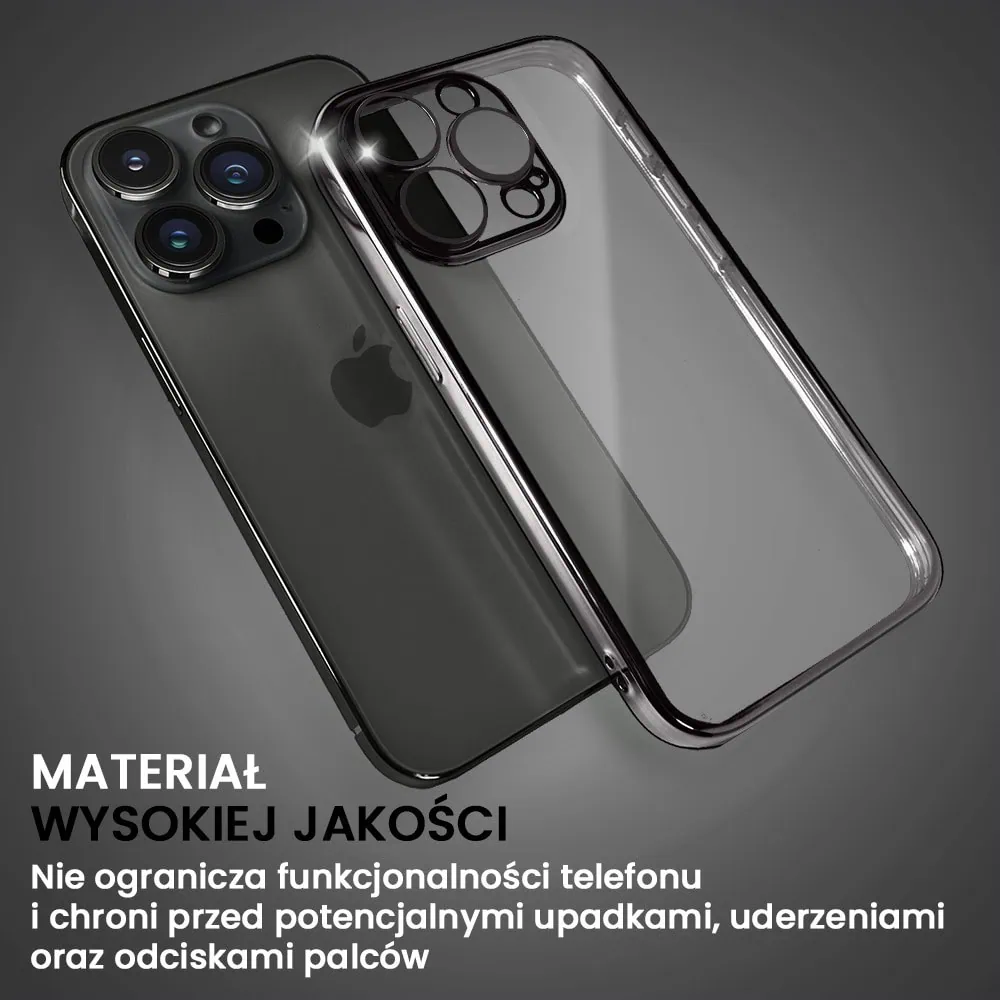 Etui do iPhone 15 Pro slim black z osłoną kamery, czarne grafitowe