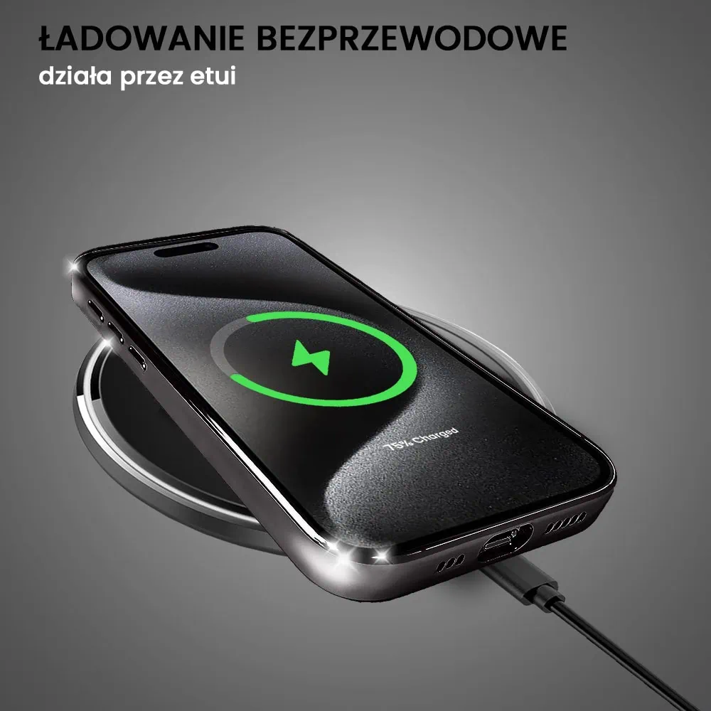 Etui do iPhone 15 Pro slim black z osłoną kamery, czarne grafitowe