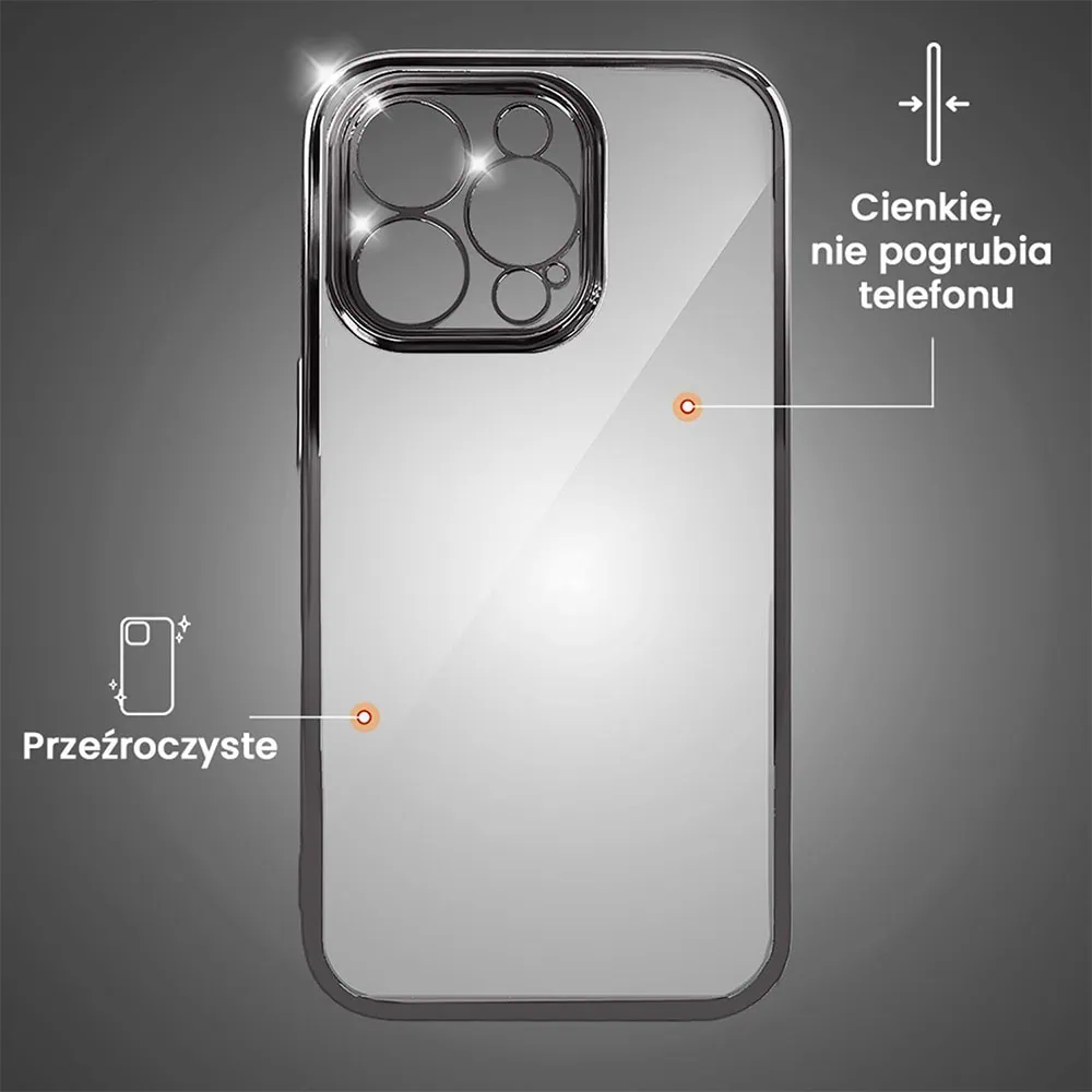 Etui do iPhone 15 Pro slim black z osłoną kamery, czarne grafitowe