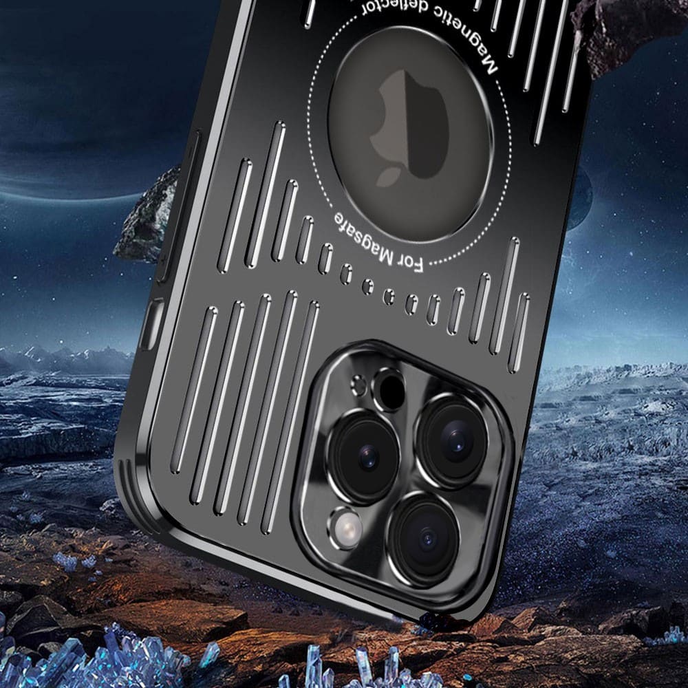 Etui do iPhone 15 Pro Metal Defender z osłoną aparatu, metalowe z widocznym logo, czarne