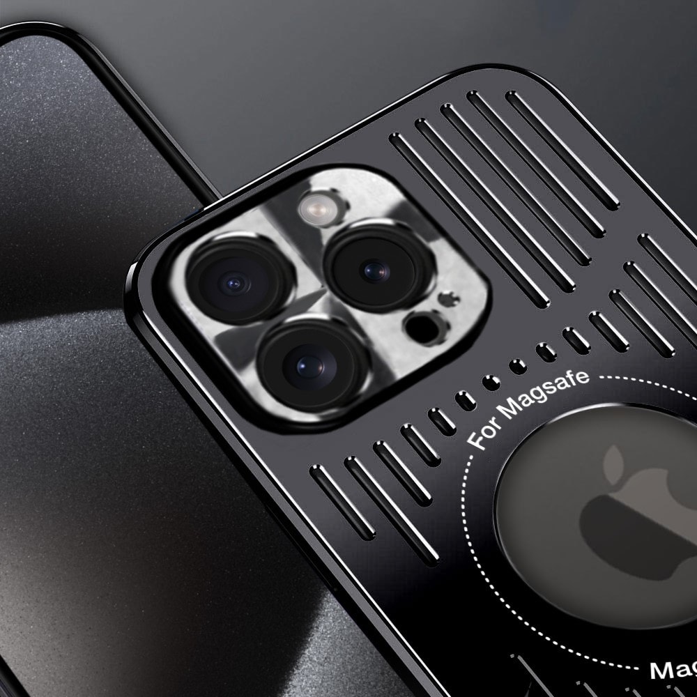 Etui do iPhone 15 Pro Metal Defender z osłoną aparatu, metalowe z widocznym logo, czarne