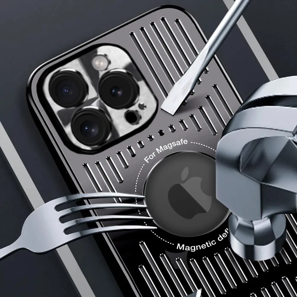 Etui do iPhone 15 Pro Metal Defender z osłoną aparatu, metalowe z widocznym logo, czarne