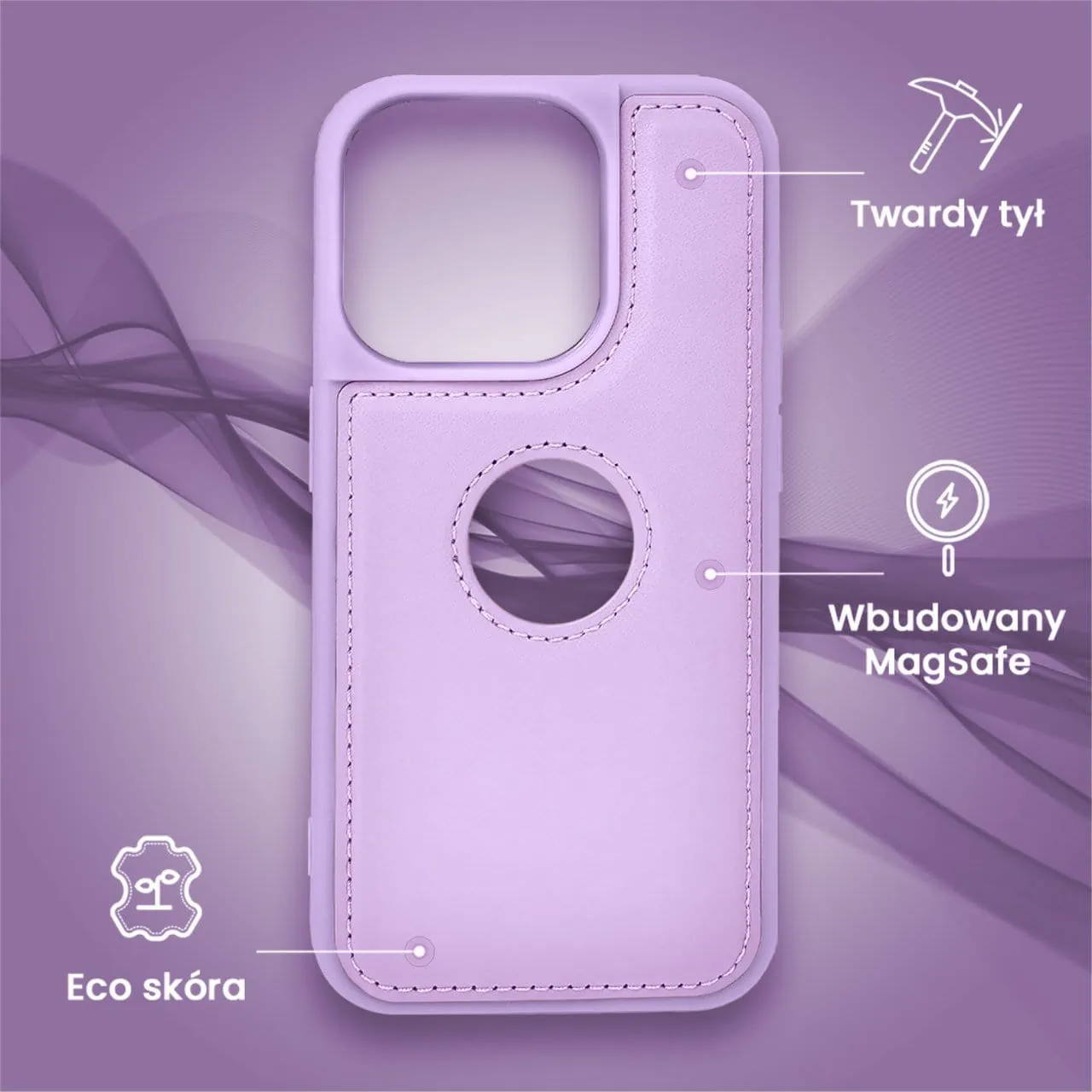 Etui do iPhone 15 Pro Max 2w1 Magsafe Double Wallet, zestaw etui oraz kabura ze smyczą, fioletowe