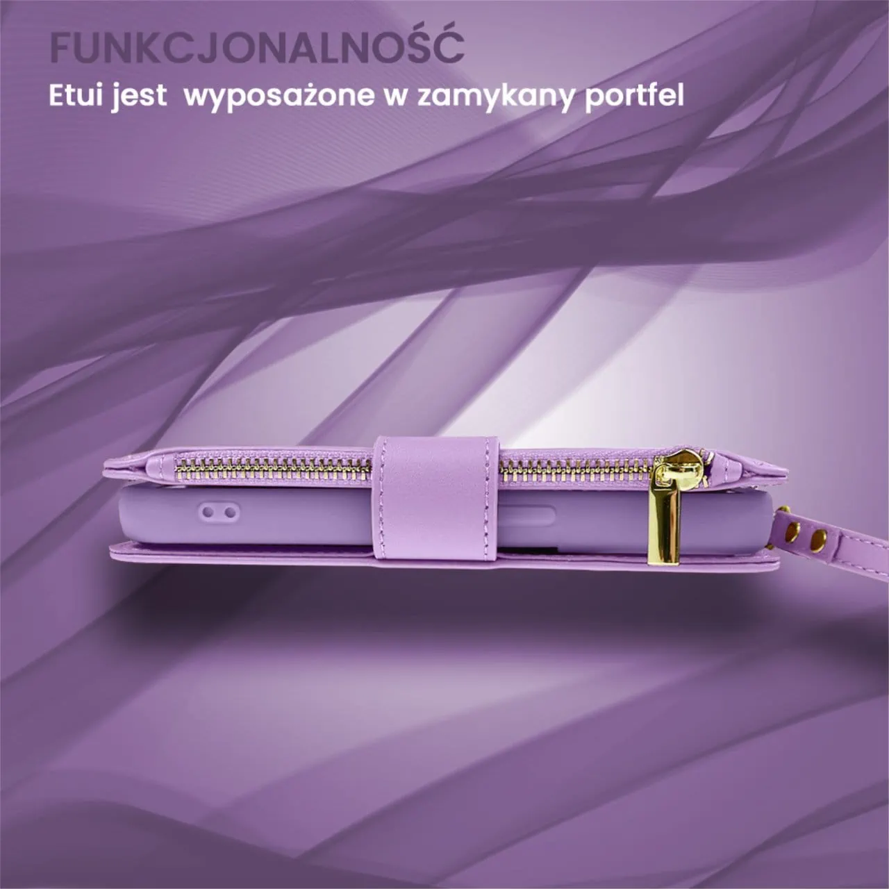 Etui do iPhone 15 Pro Max 2w1 Magsafe Double Wallet, zestaw etui oraz kabura ze smyczą, fioletowe