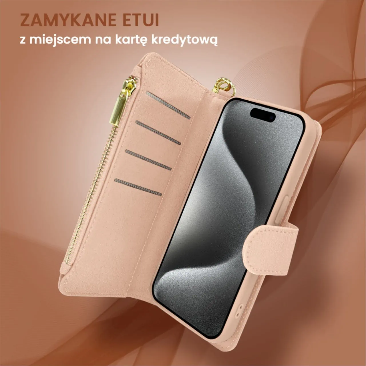Etui do iphone 2w1 - magsafe double wallet, zestaw etui oraz kabura ze smyczą, różowe