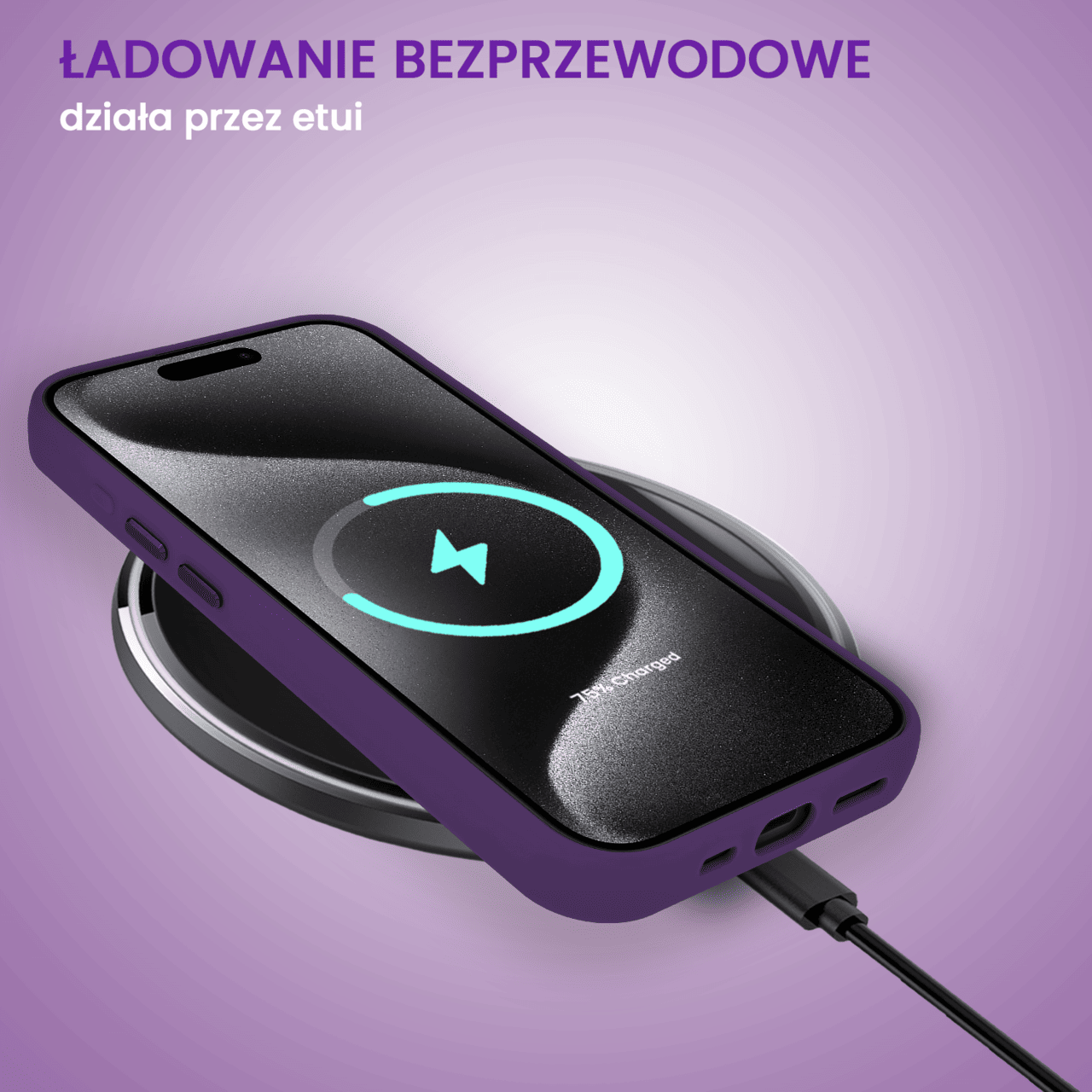 Etui do iPhone 15 Pro Max Arctic Stand, półprzeźroczyste, z osłoną aparatu i podstawką, ciemno purpurowe