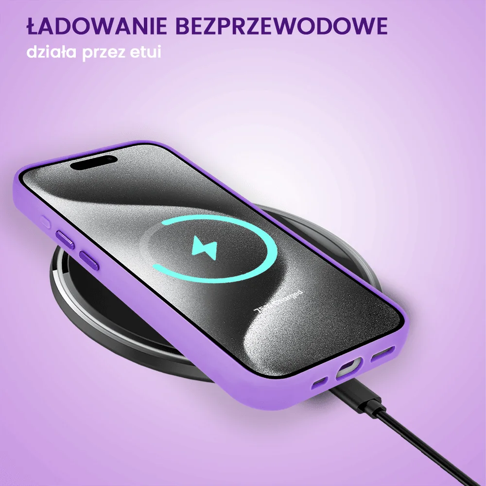 Etui do iPhone 15 Pro Max Arctic Stand, półprzeźroczyste, z osłoną aparatu i podstawką, purpurowe