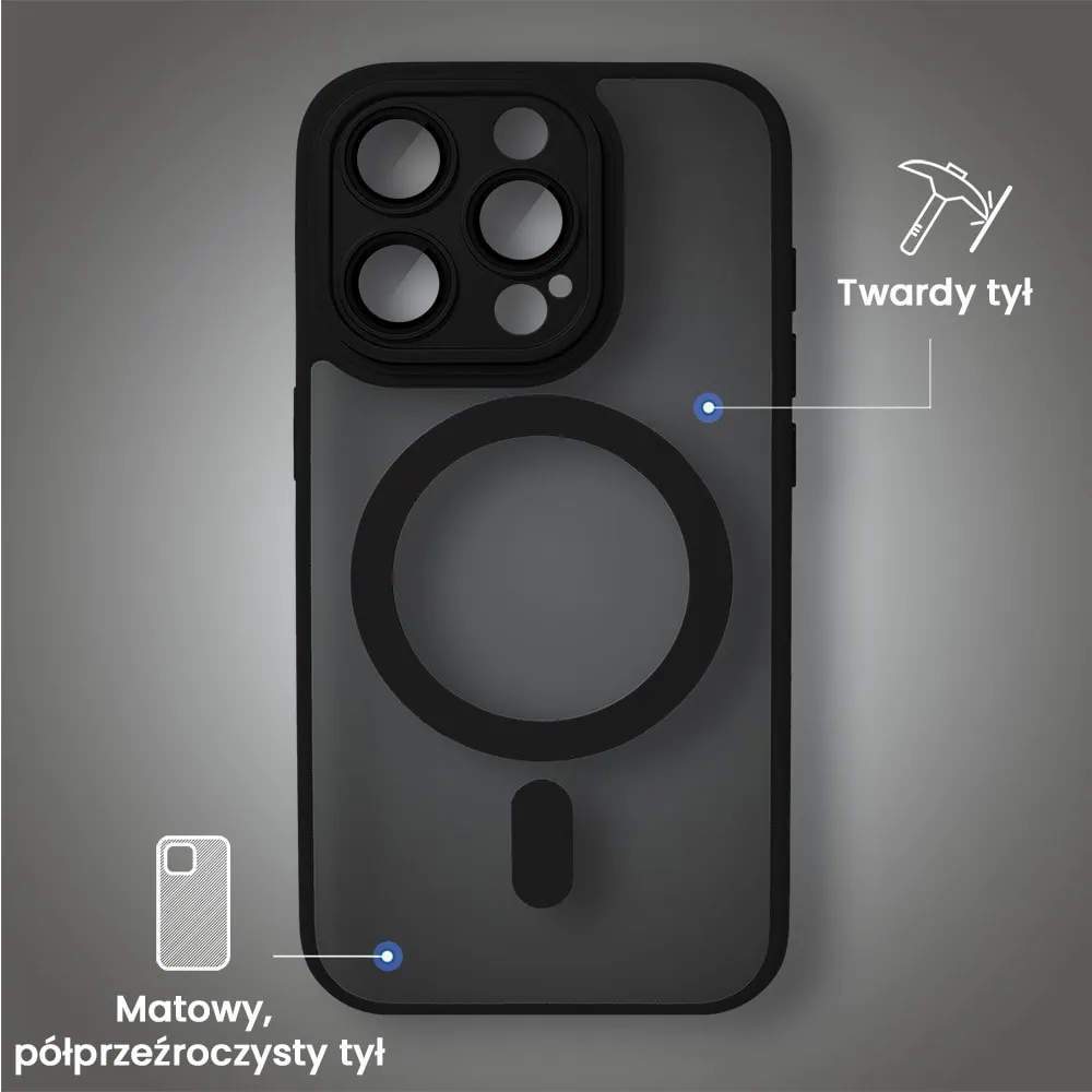 Etui do iPhone 15 Pro Max Color Flush z Magsafe, z osłoną aparatu, czarne