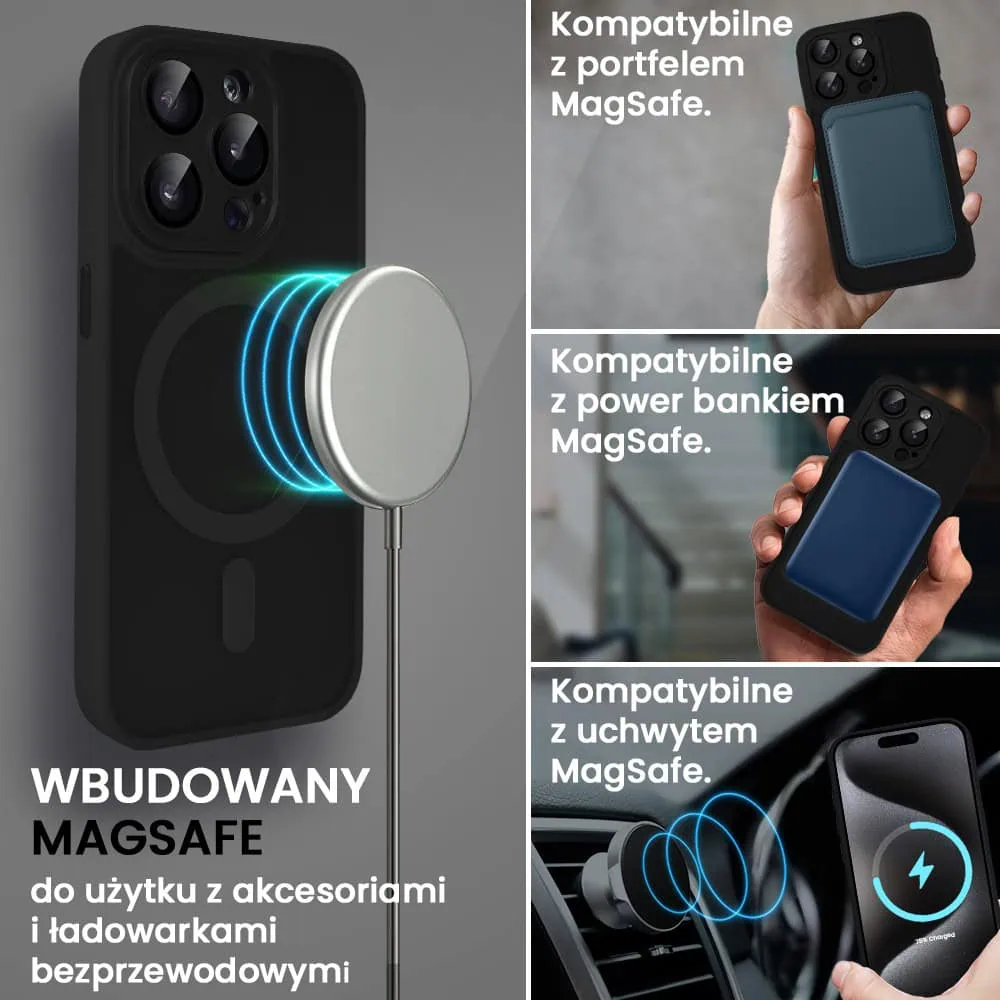 Etui do iPhone 15 Pro Max Color Flush z Magsafe, z osłoną aparatu, czarne