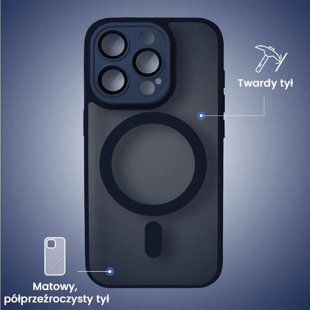Etui do iPhone 15 Pro Color Flush z Magsafe, z osłoną aparatu, granatowe