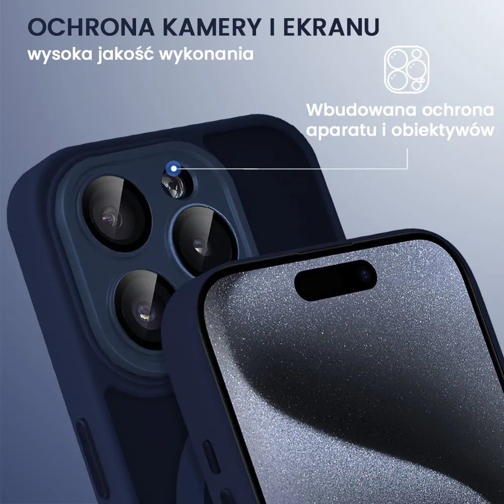 Etui do iPhone 15 Pro Color Flush z Magsafe, z osłoną aparatu, granatowe