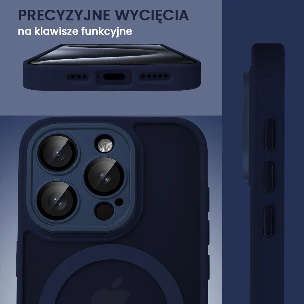 Etui do iPhone 15 Pro Color Flush z Magsafe, z osłoną aparatu, granatowe