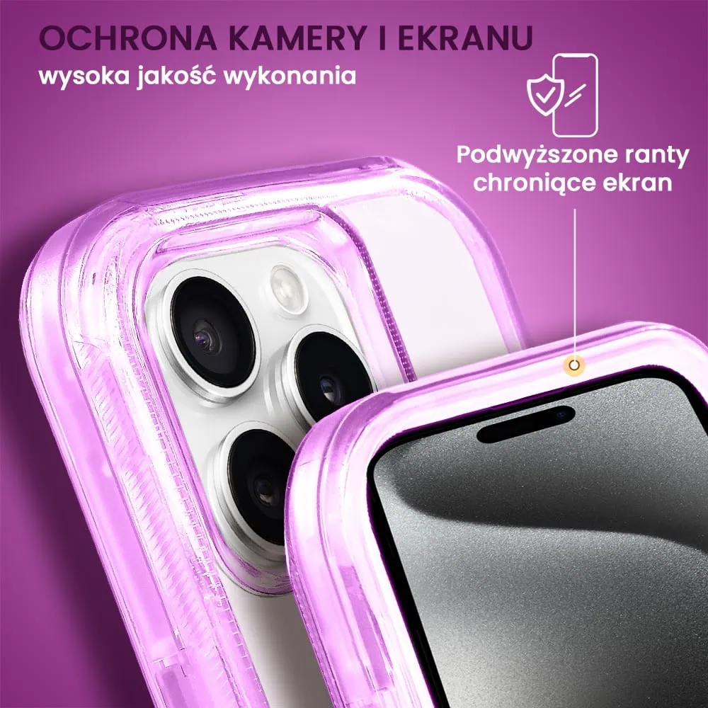 Etui do iPhone 15 Pro Crystal Armor Magsafe, Anti-Drop pancerne 3w1, ametyst
