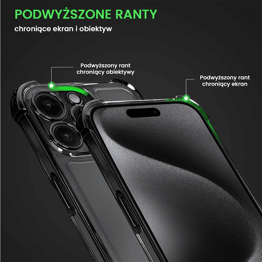 Etui do iPhone 15 Pro Max Hybrid Elegance Anti-Shock z osłoną na aparat i poduszkami, czarne
