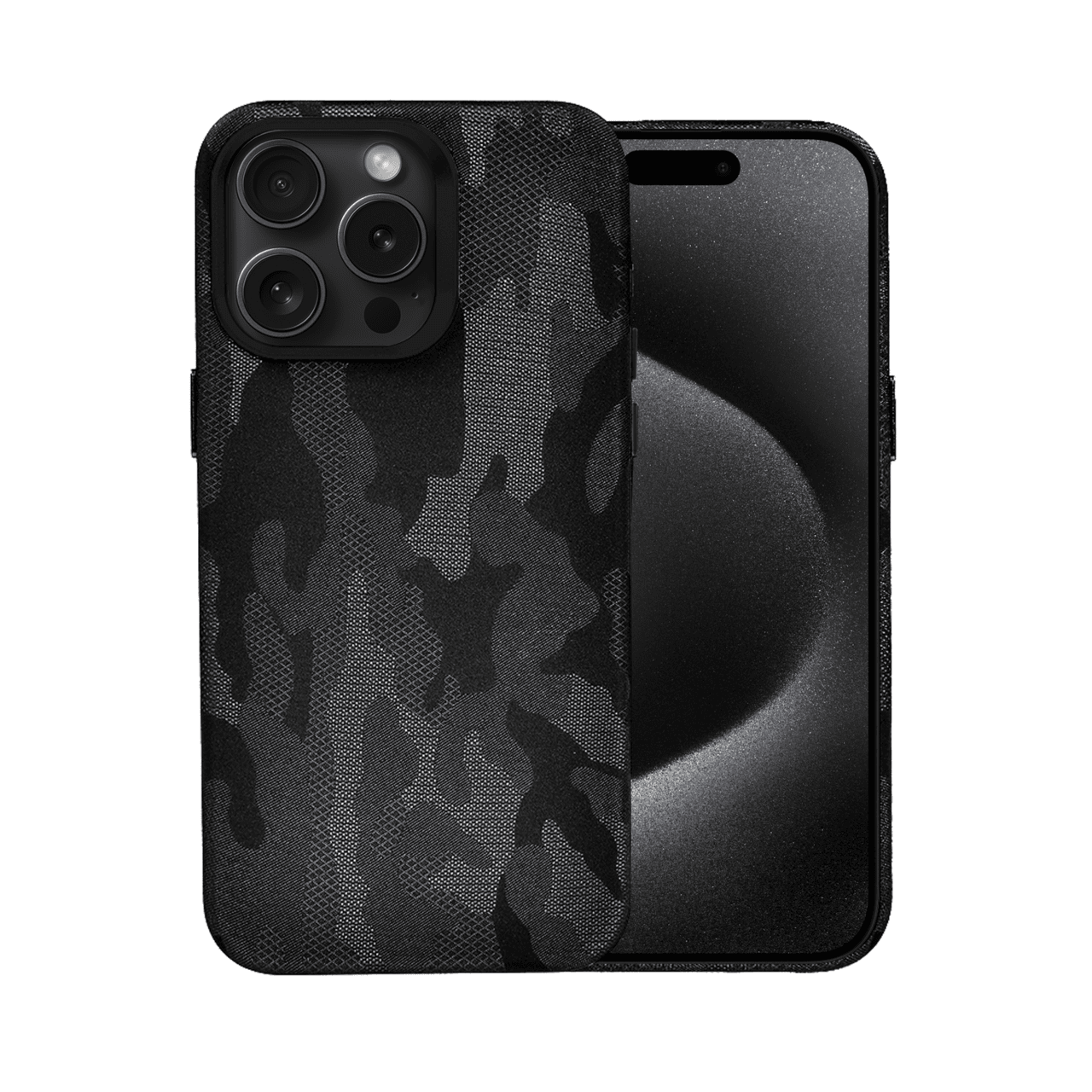 Etui do iPhone 15 Pro MagSafe Army Shell, cienkie, twarde, powleczone materiałem, czarne