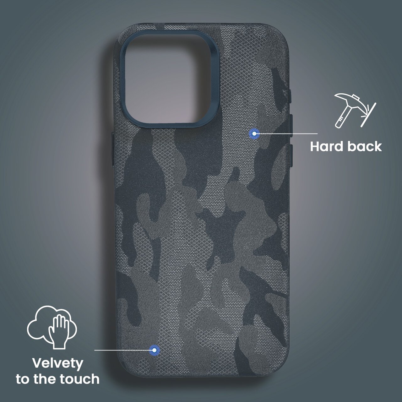 Etui do iPhone 15 Pro MagSafe Army Shell, cienkie, twarde, powleczone materiałem, granatowe