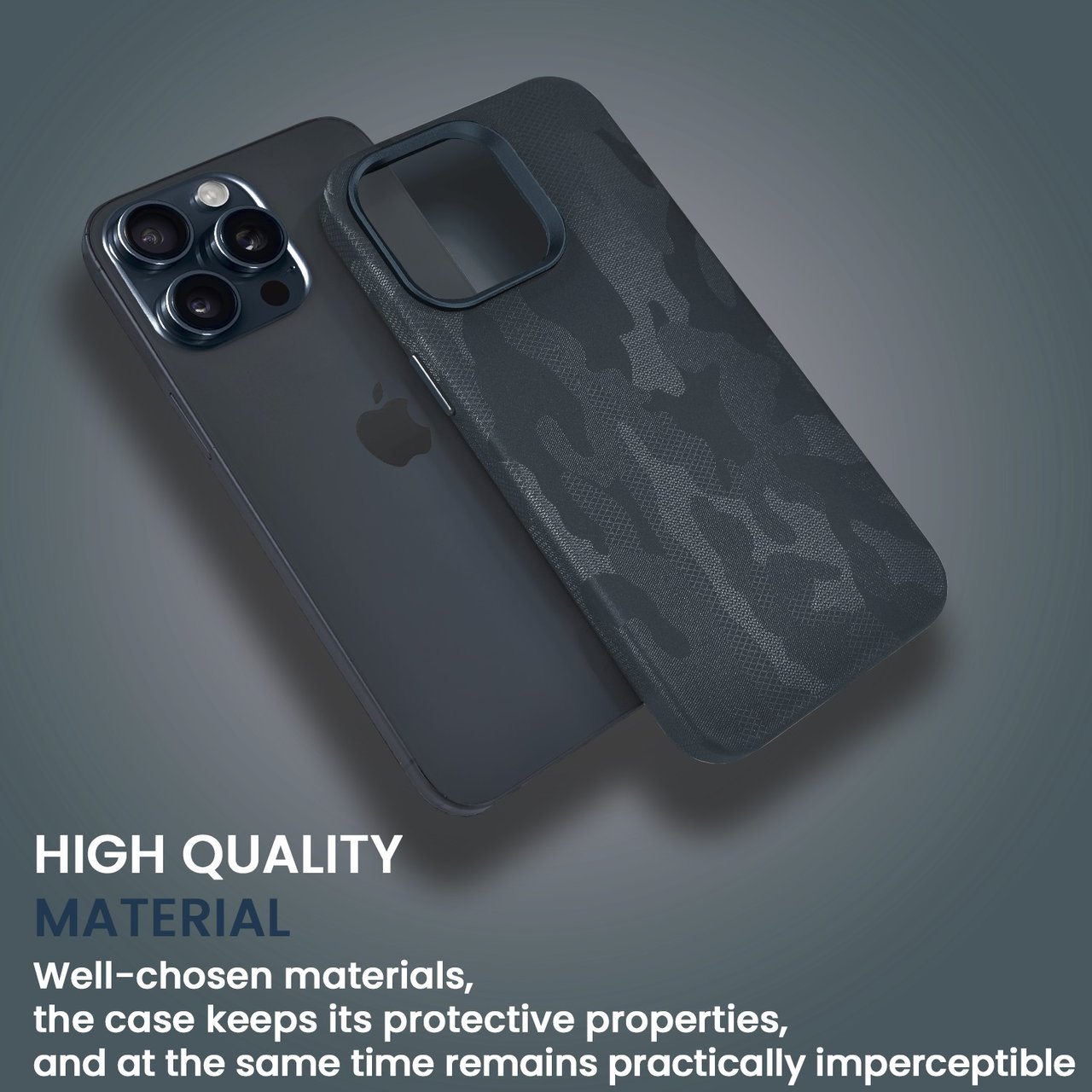 Etui do iPhone 15 Pro MagSafe Army Shell, cienkie, twarde, powleczone materiałem, granatowe