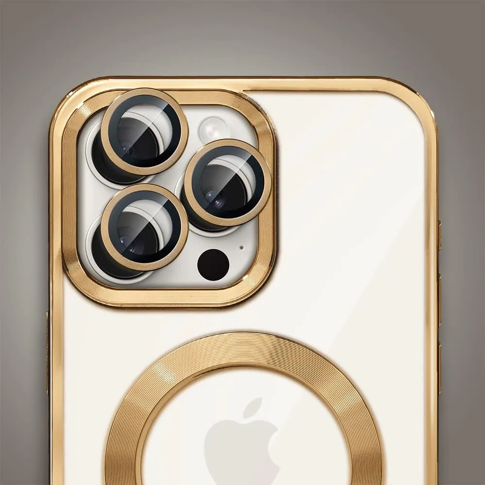 Etui do iPhone 15 Pro Max MagSafe Luxury, przeźroczyste, złote