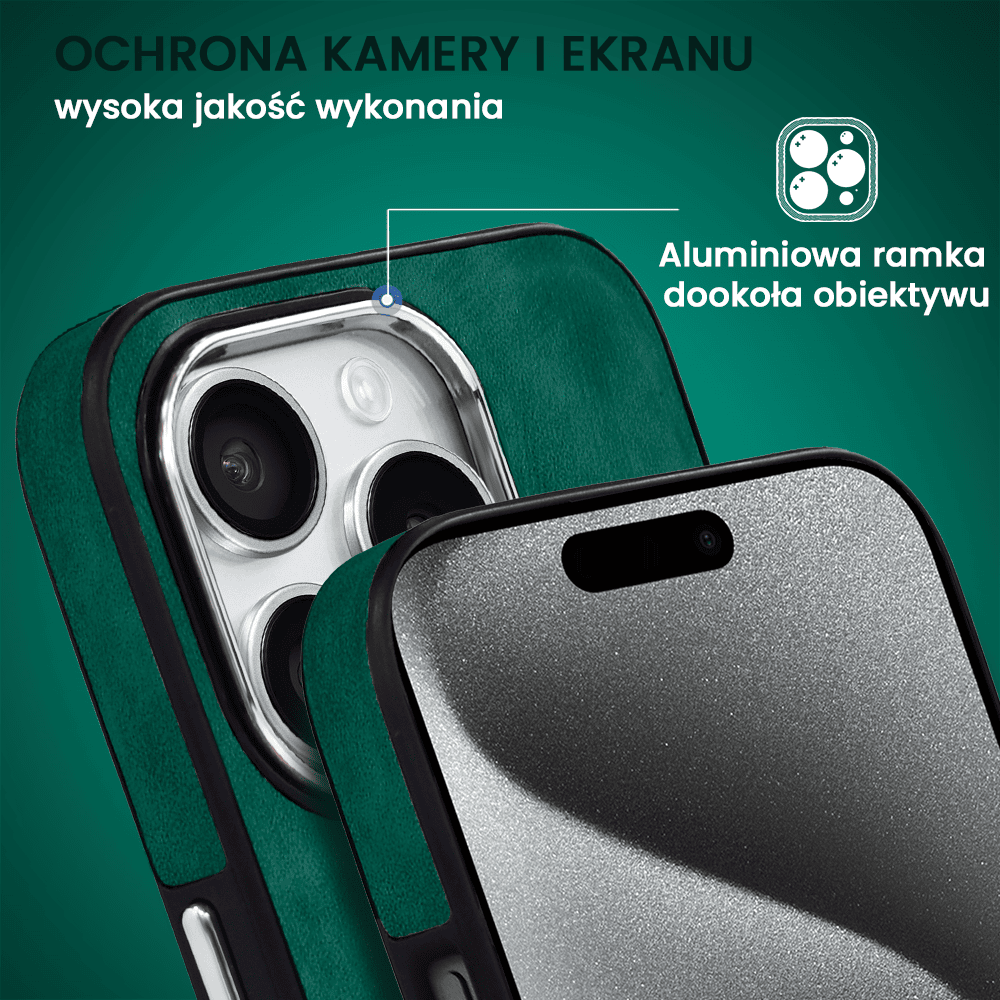 Etui do iPhone 15 Pro Magsafe Business Leather, eleganckie, przyjemne w dotyku, zielone