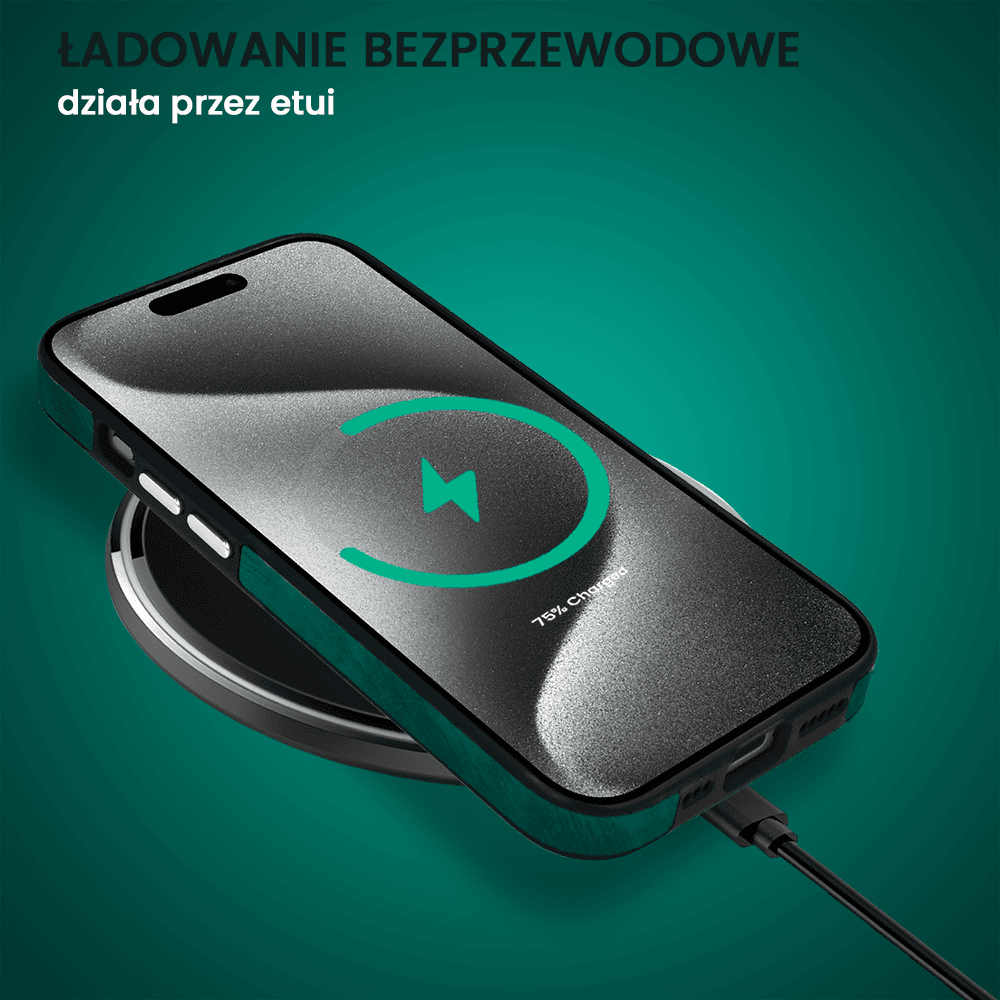 Etui do iPhone 15 Pro Magsafe Business Leather, eleganckie, przyjemne w dotyku, zielone