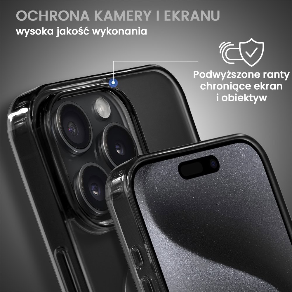 Etui do iPhone 15 Pro Max, Magsafe Frosted Skin, cienkie, półprzeźroczyste, czarne