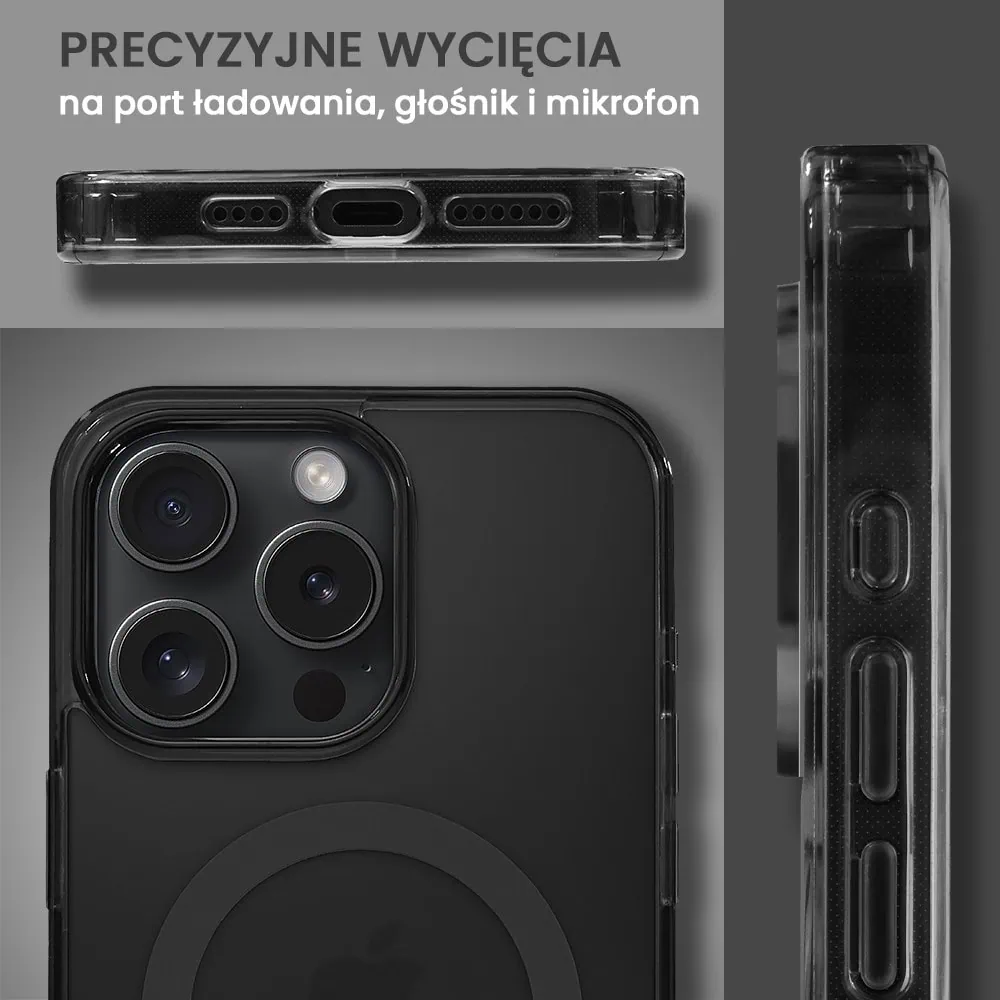 Etui do iPhone 15 Pro Max, Magsafe Frosted Skin, cienkie, półprzeźroczyste, czarne