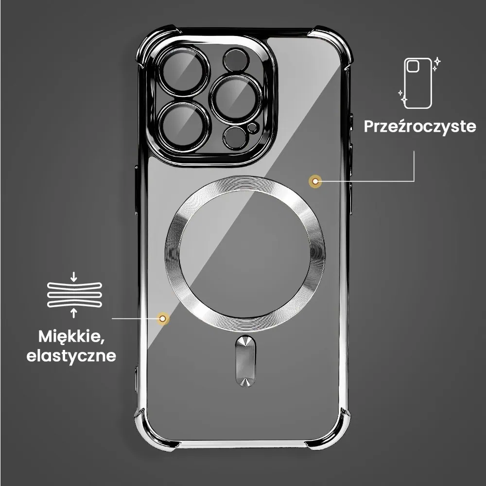 Etui do iPhone 15 Pro Magsafe Luxury Anti-Shock Lens Protect, czarne (OUTLET)