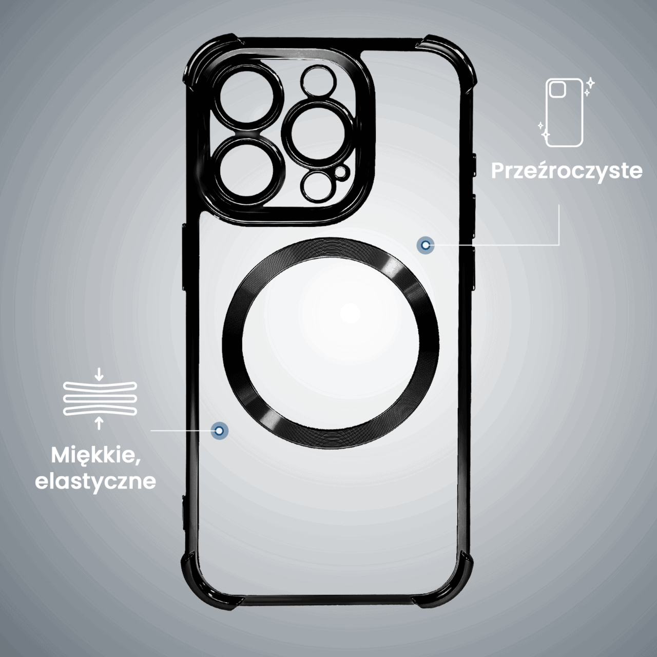 Etui do iPhone 15 Pro Magsafe Luxury Anti-Shock Lens Protect, czarne (OUTLET)