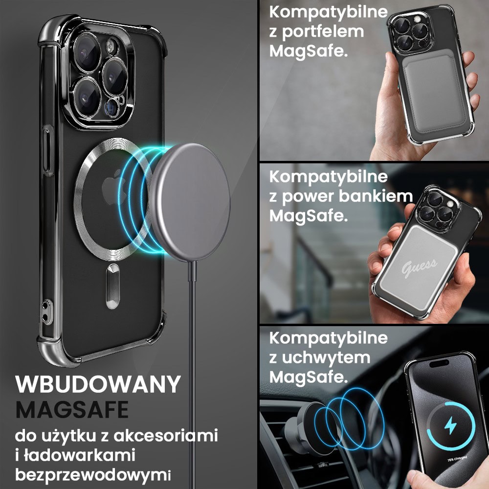 Etui do iPhone 15 Pro Magsafe Luxury Anti-Shock Lens Protect, czarne (OUTLET)