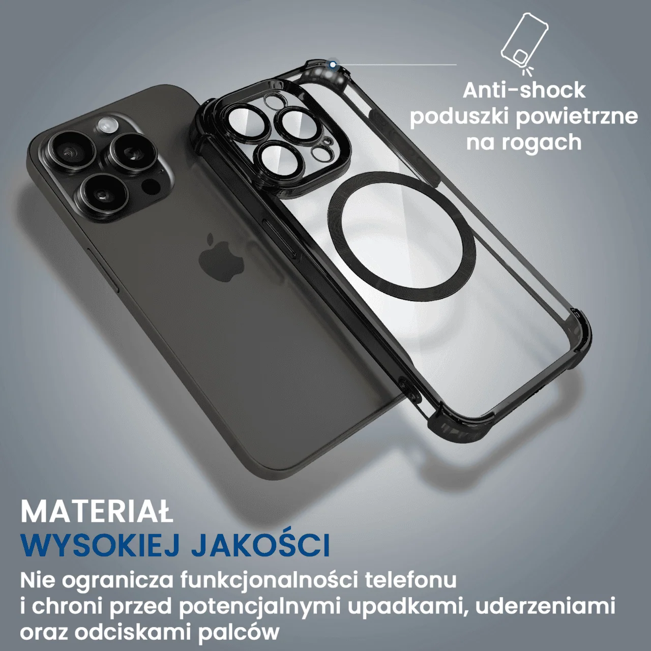 Etui do iphone magsafe luxury anti shock lens protect, czarne