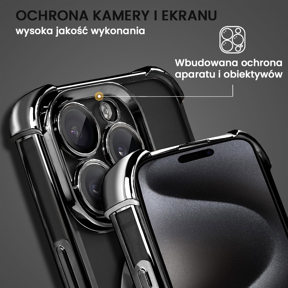 Etui do iPhone 15 Pro Magsafe Luxury Anti-Shock Lens Protect, czarne (OUTLET)