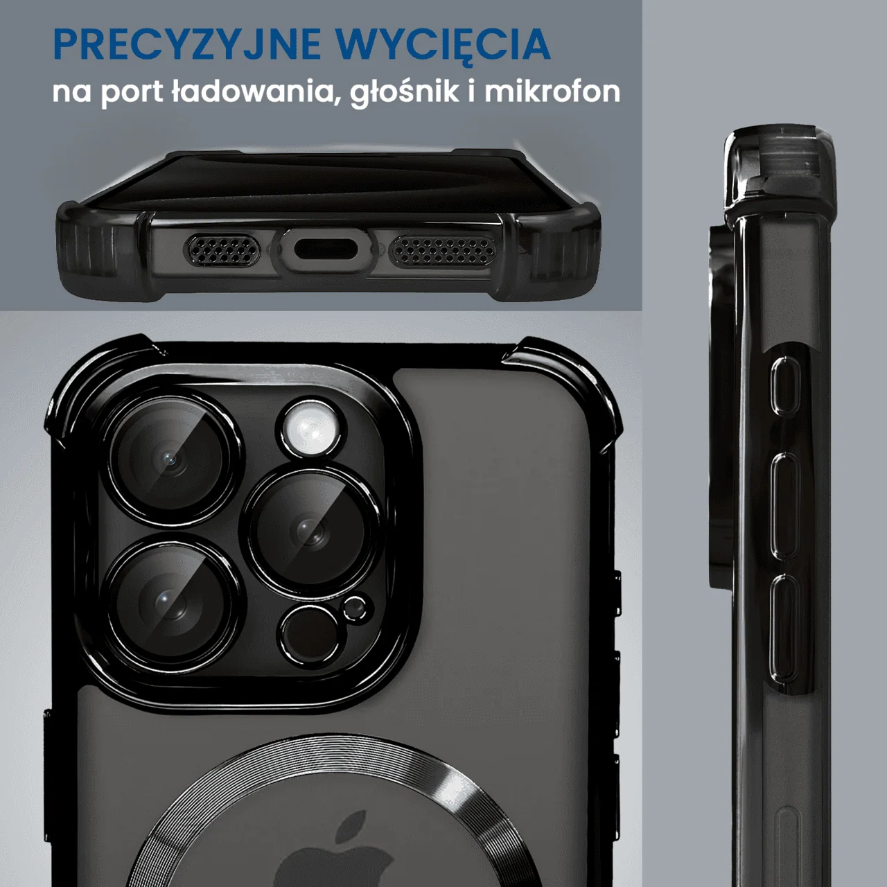 Etui do iPhone 15 Pro Magsafe Luxury Anti-Shock Lens Protect, czarne (OUTLET)