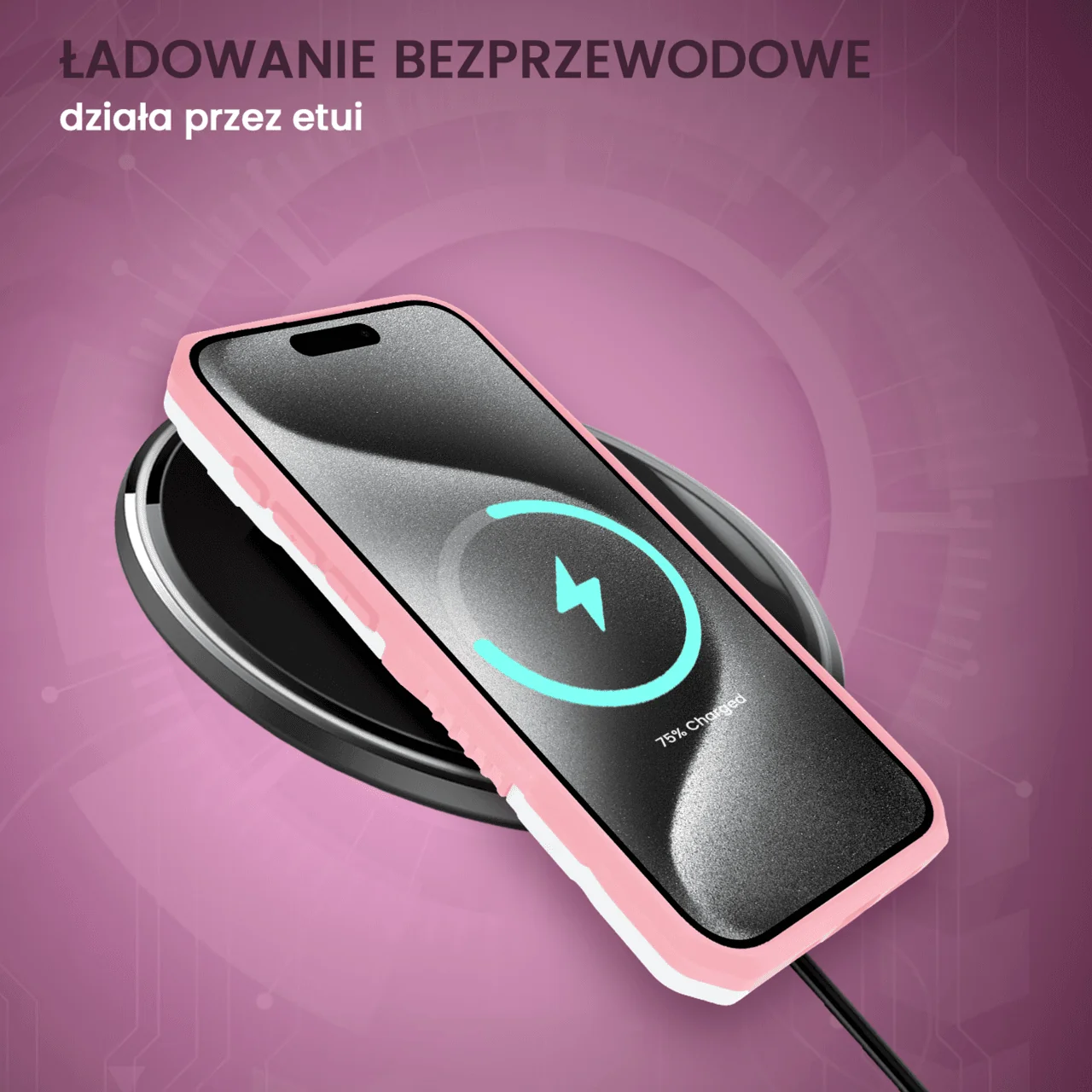 Etui do iPhone 15 Pro Max MagSafe Slide Camera Stand pancerne, osłona kamery z podstawką, biało-różowe