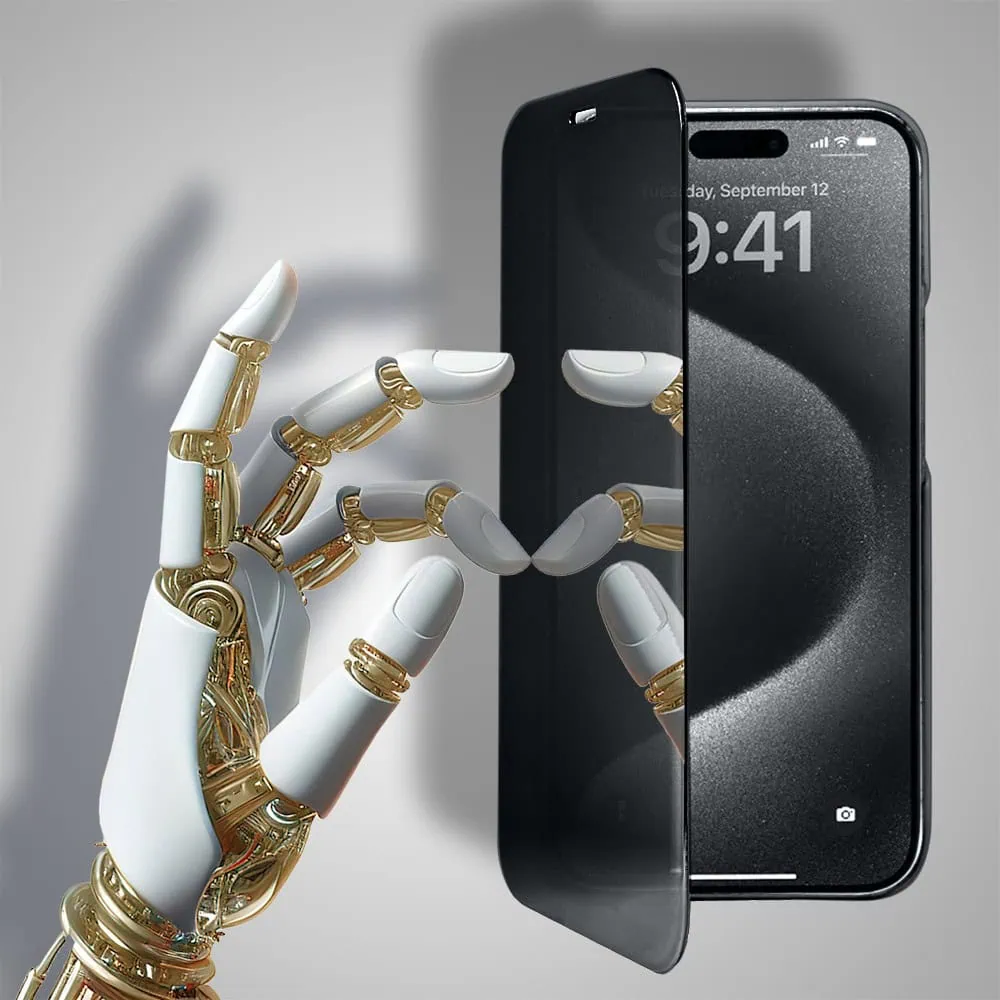 Etui do iPhone 15 Pro Max Mirror View zamykane typu książka, eleganckie lustrzane, czarne (OUTLET)