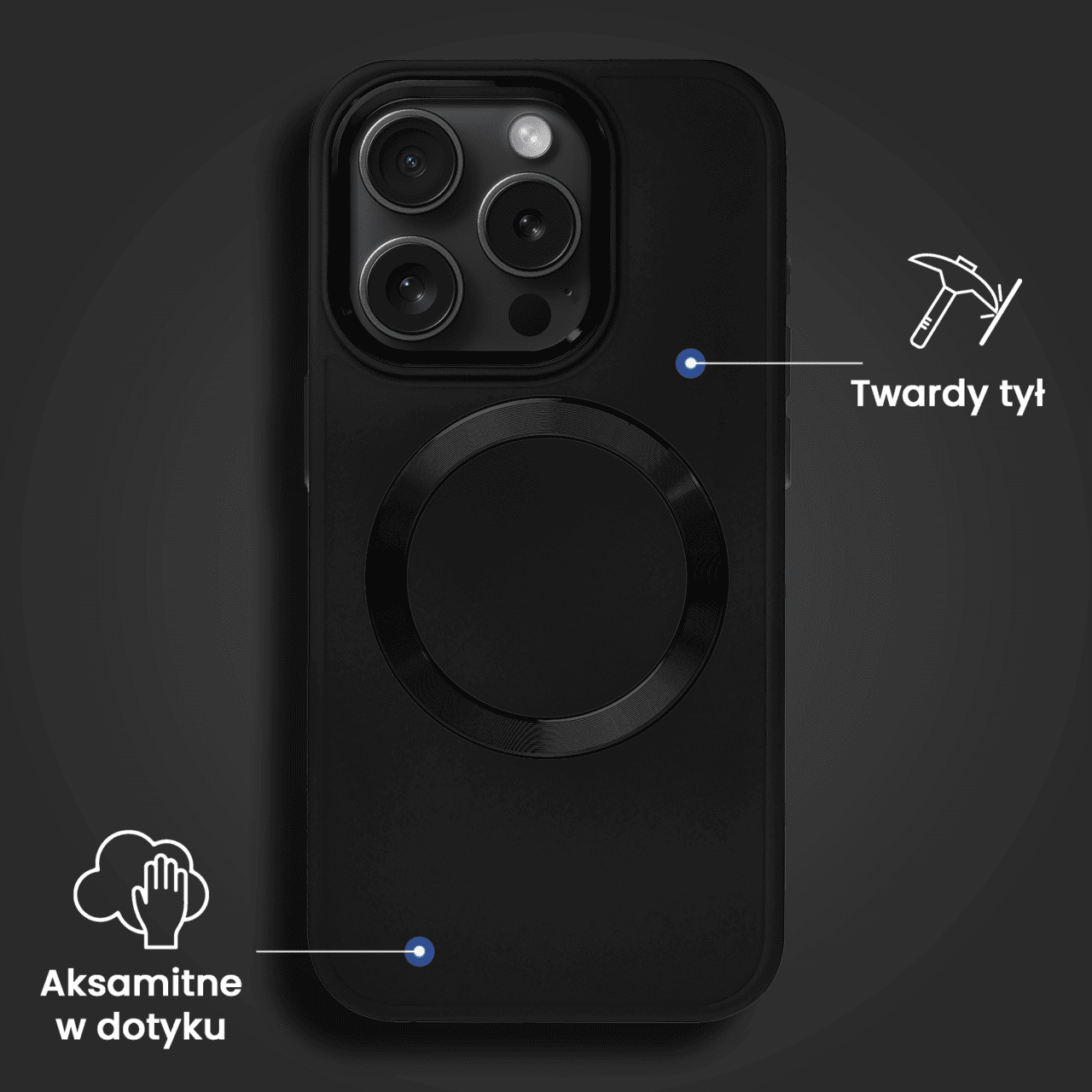 Etui do iPhone 15 Pro Max Noble MagSafe Color, silikonowe, czarne