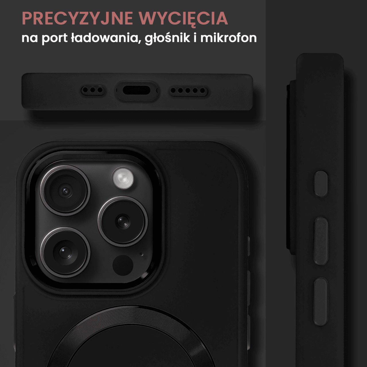 Etui do iPhone 15 Pro Max Noble MagSafe Color, silikonowe, czarne