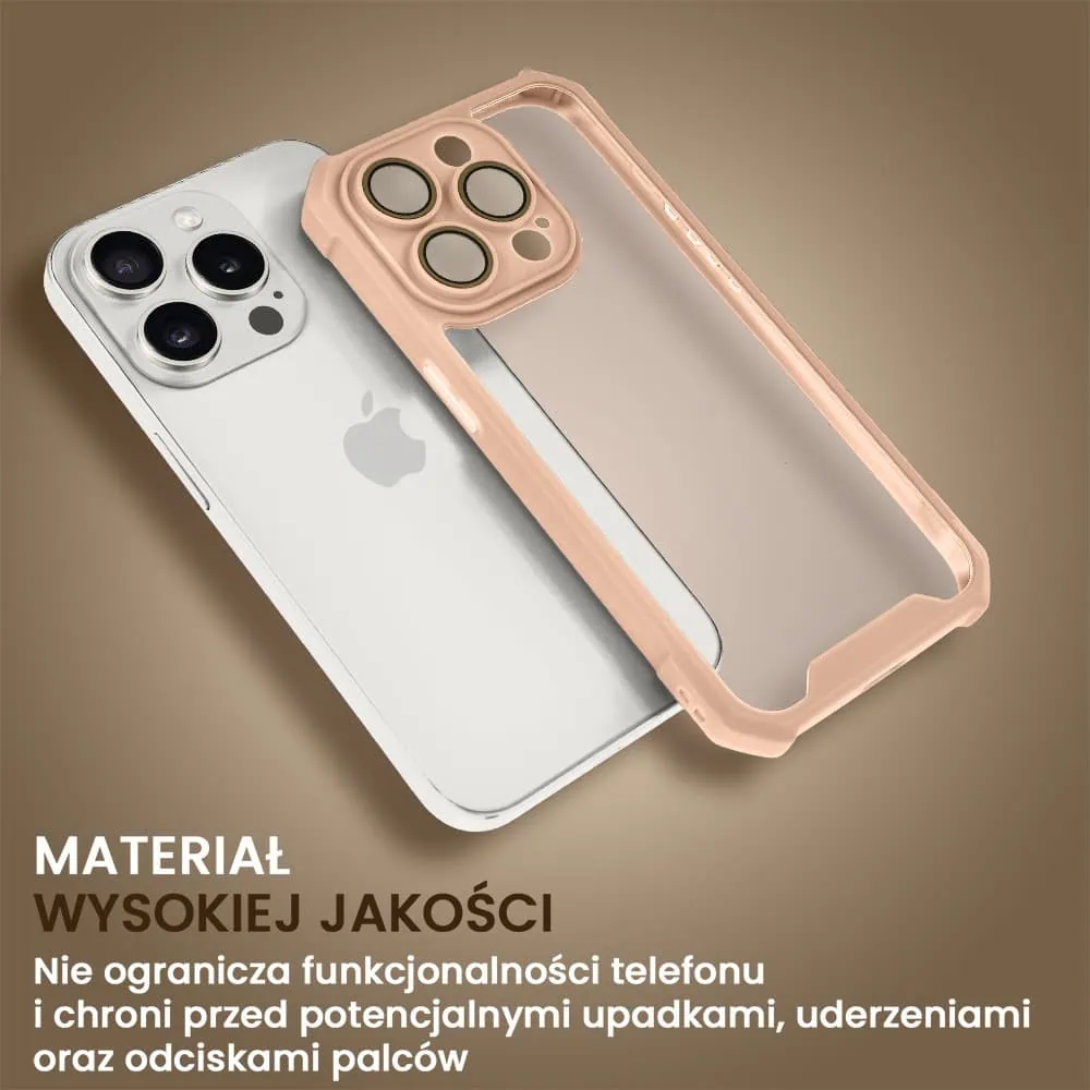Etui do iPhone 15 Pro Max Pancerne Anti-Shock, z osłoną aparatu, różowe