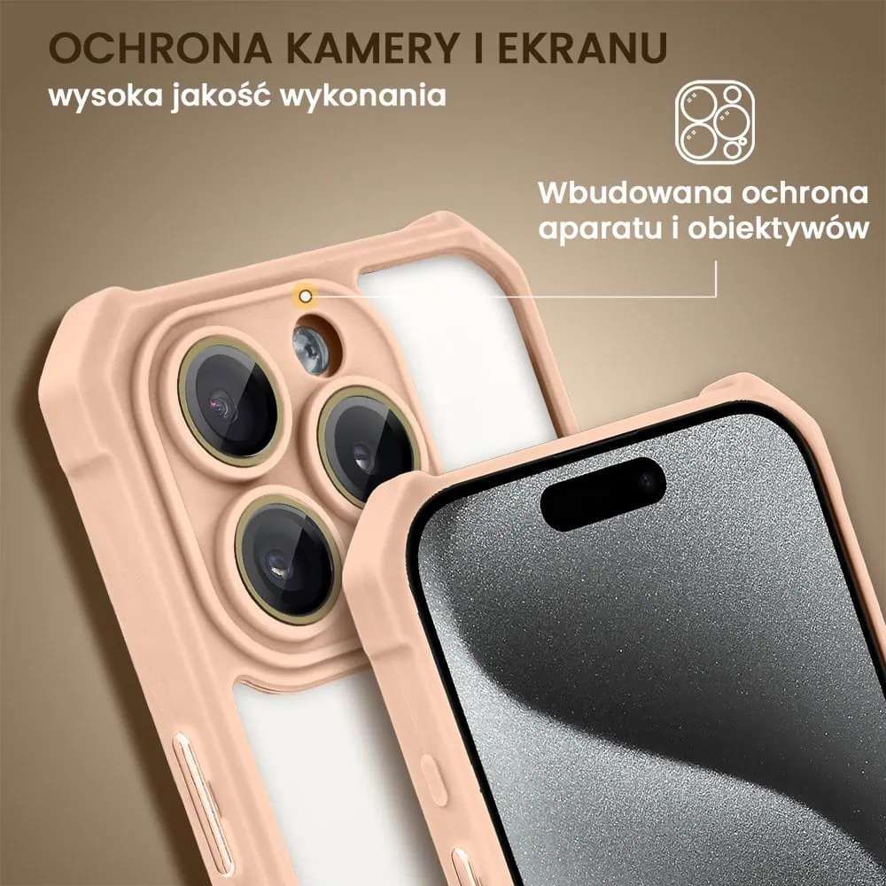 Etui do iphone, pancerne anti shock, z osłoną aparatu, różowe