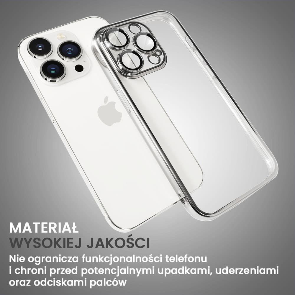 Etui do iPhone 15 Pro Slim Protect Full Cover z osłoną kamery i obiektywów 9H, srebrne (OUTLET)