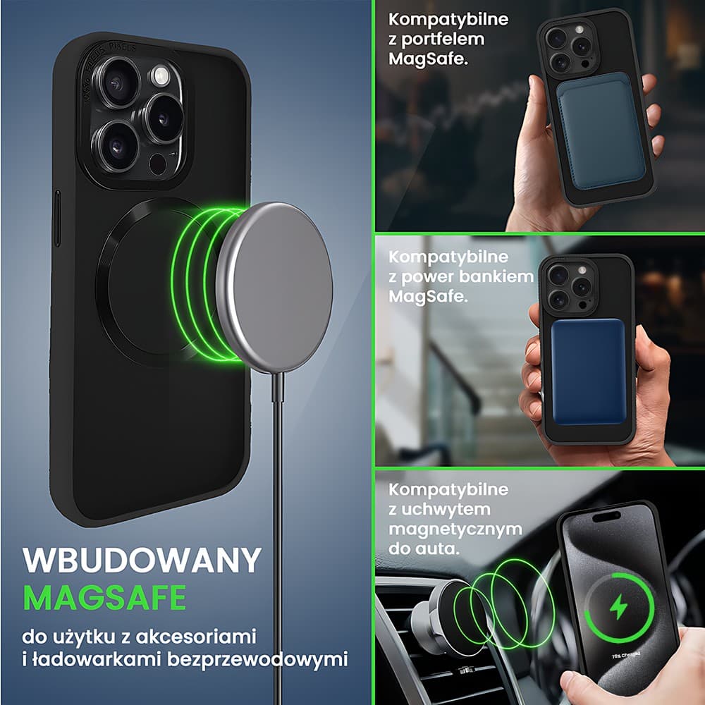 Etui do iPhone 15 Pro The Black Swan Protective z MagSafe, czarne