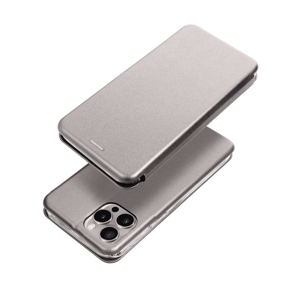 Etui do iPhone 15 Pro klasyczne z magnetyczną klapką, szare