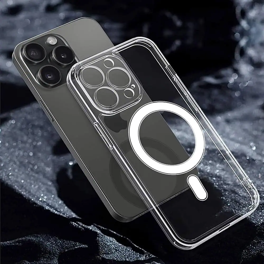 Etui do iPhone 15 Pro Max przeźroczyste z MagSafe, twardy, krystaliczny tył z osłoną na aparat