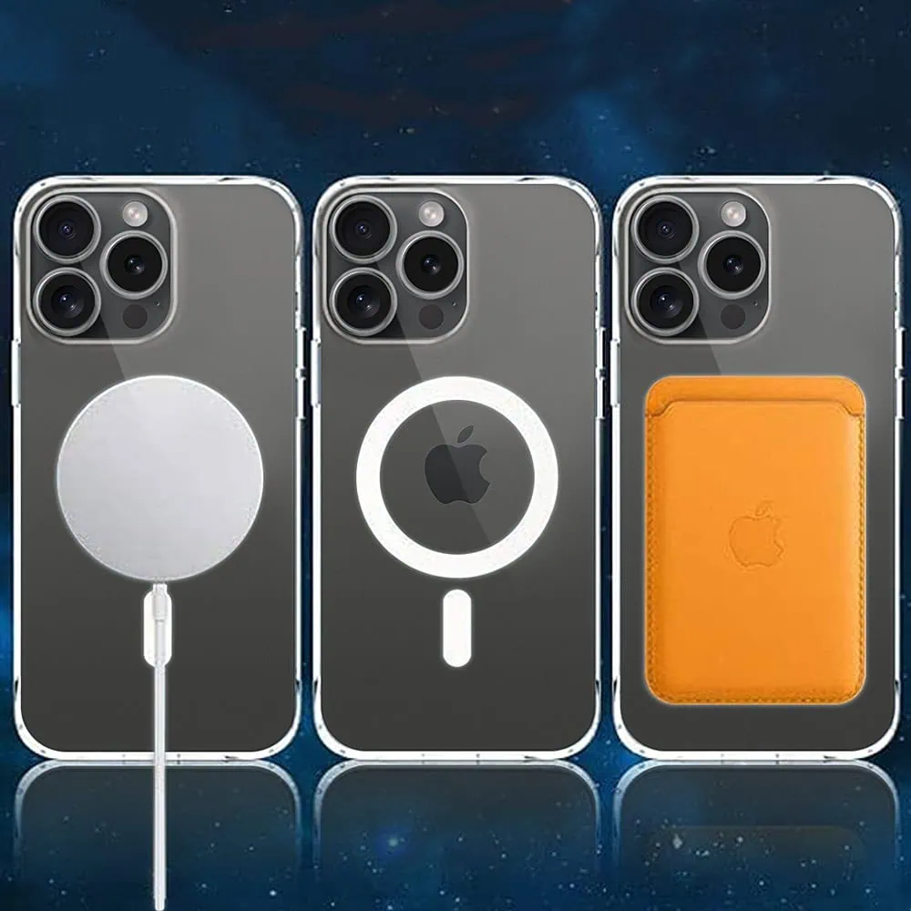 Etui do iPhone 15 Pro Max przeźroczyste z MagSafe, twardy, krystaliczny tył z osłoną na aparat
