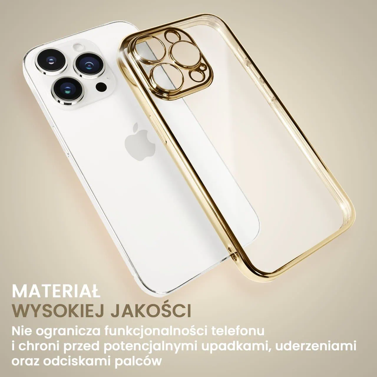 Etui do iPhone 15 Pro Max slim golden z osłoną kamery, złote (OUTLET)